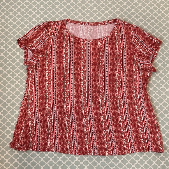 Cato Orange Print Stripe Top 18/20 - Picture 1 of 6